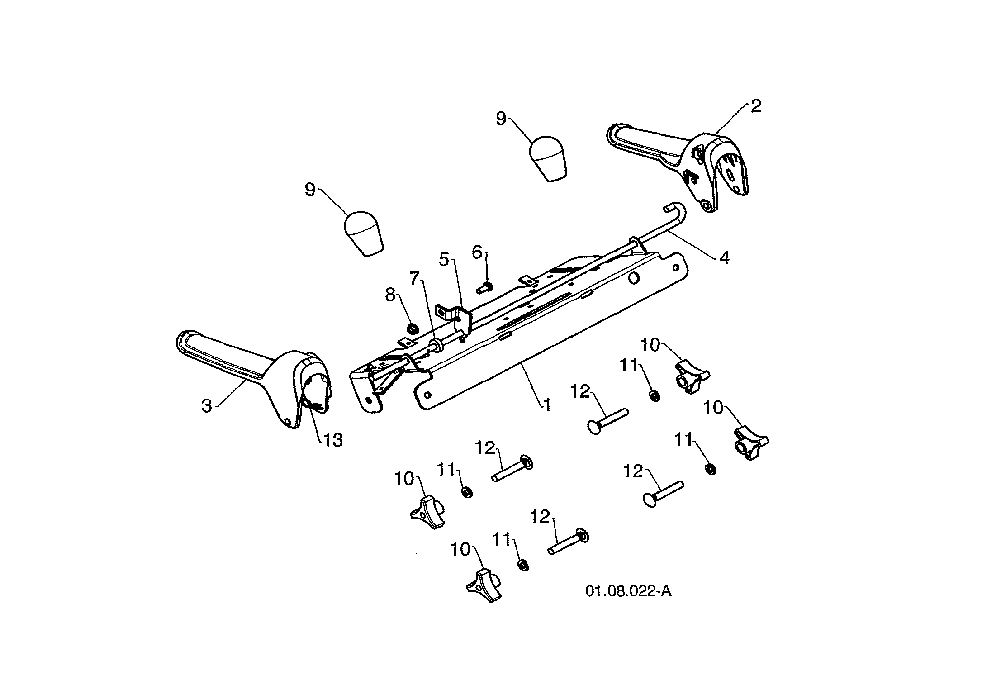 Control panel & levers Diagram and Parts List for 12527HVX-96195001800  Poulan Snow Blower