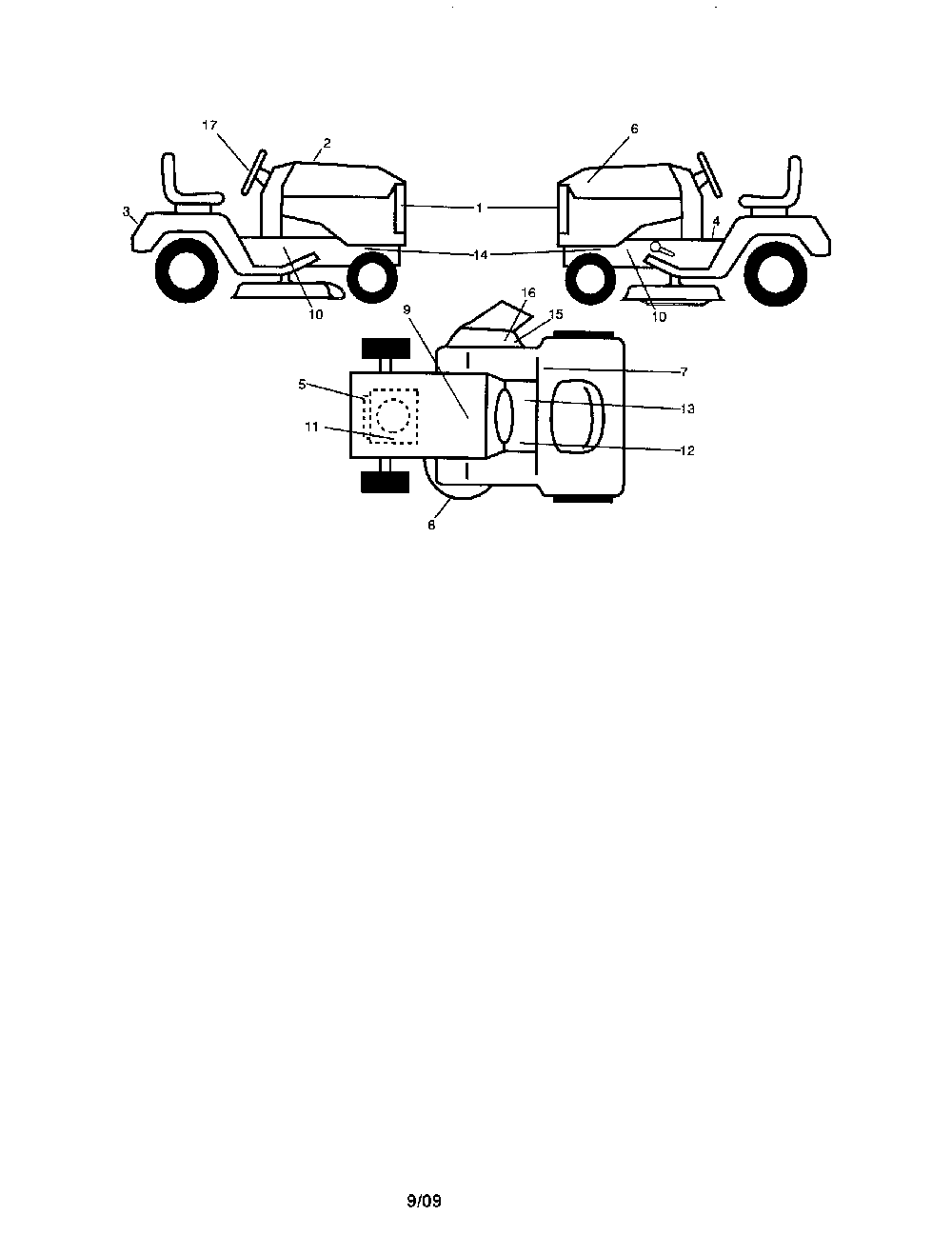 Decals Diagram and Parts List for 96041001400  Poulan Lawn Tractor