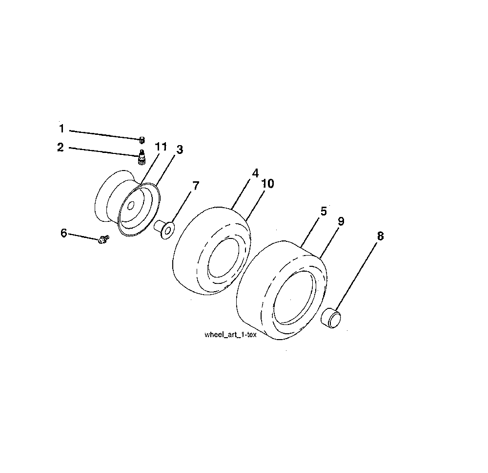 Wheels & tires Diagram and Parts List for 96042016701  Poulan Lawn Tractor