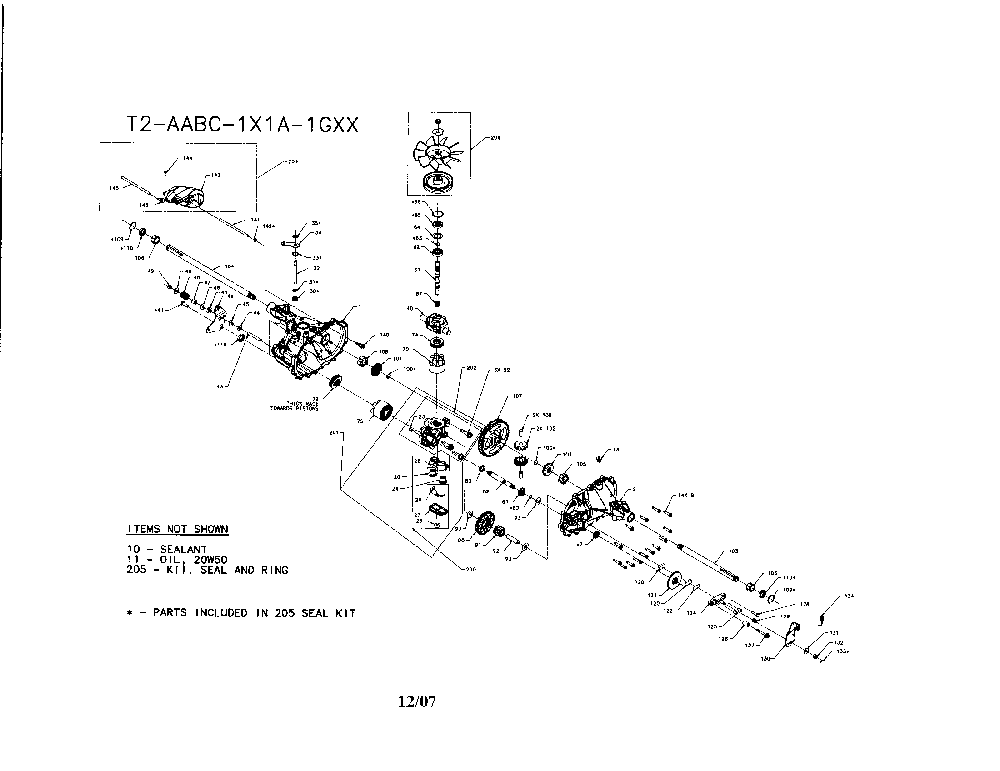 Transaxle Diagram and Parts List for 96042003604  Poulan Lawn Tractor