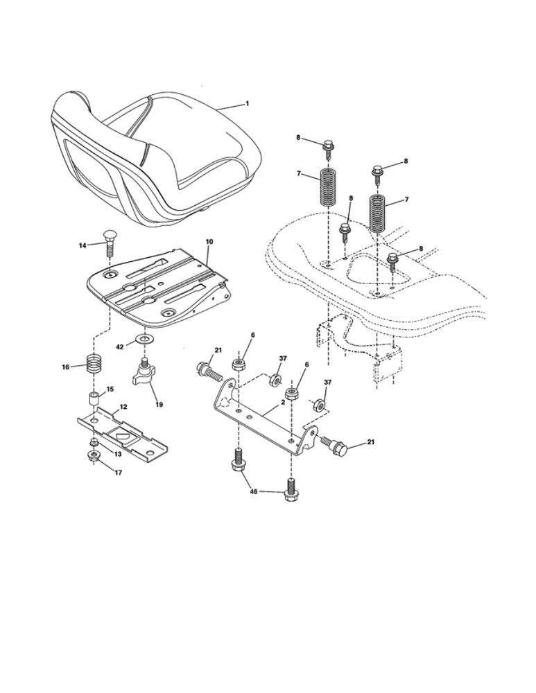 Seat Diagram and Parts List for PP155A42-96042018300  Poulan Lawn Tractor