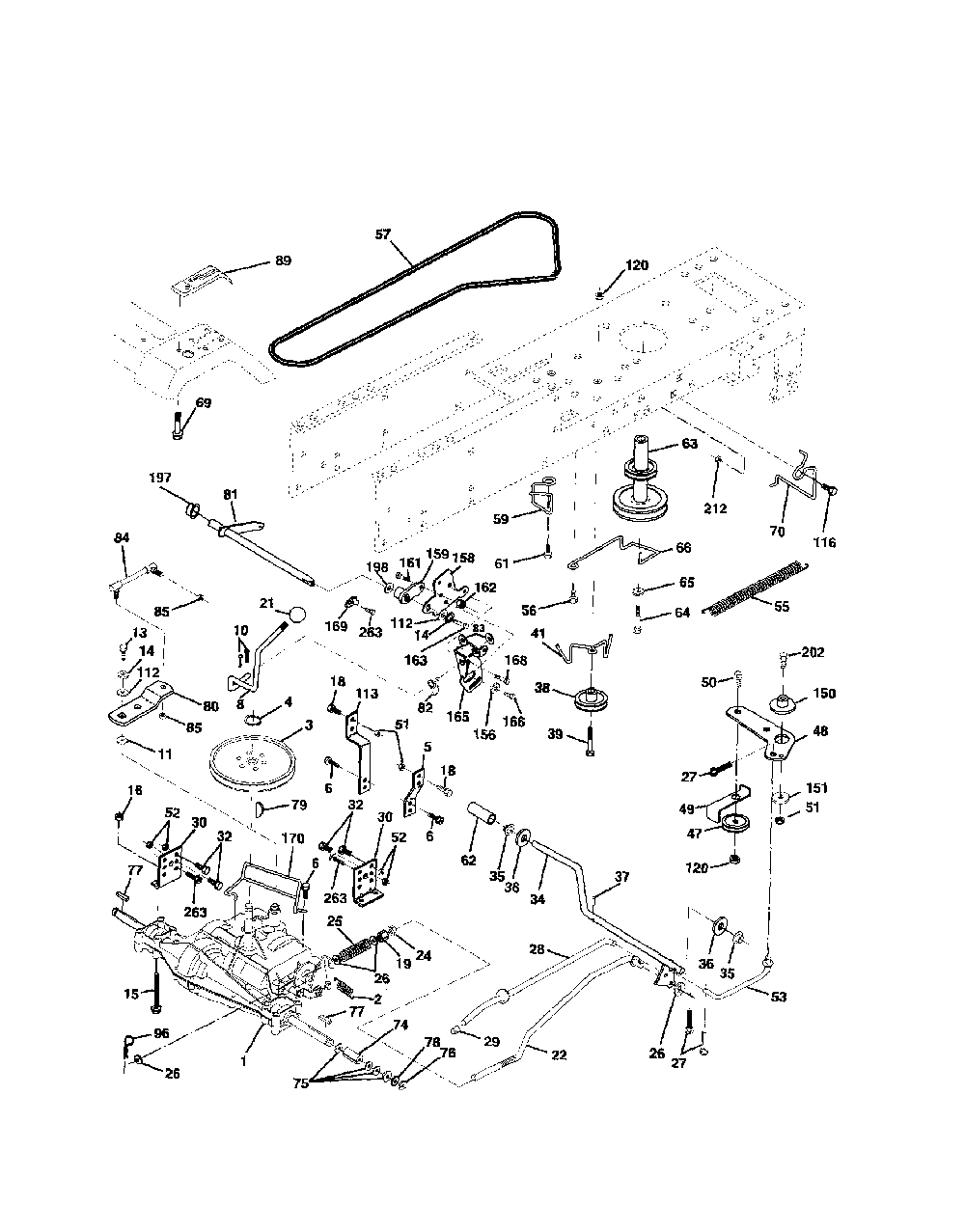 Drive Diagram and Parts List for 96012000302  Poulan Lawn Tractor