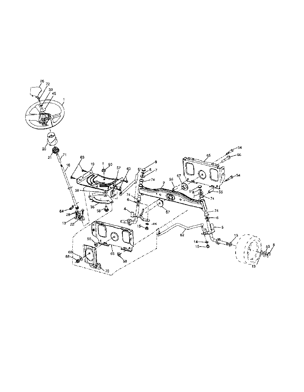 Steering Diagram and Parts List for 96041001400  Poulan Lawn Tractor
