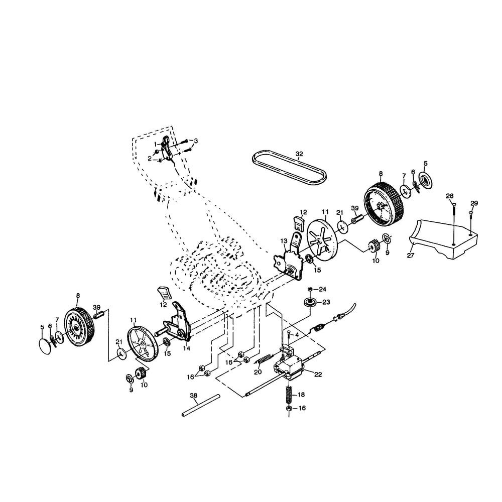 Wheels/Tires/Belt Diagram and Parts List for PP752PH  Poulan Lawn Mower