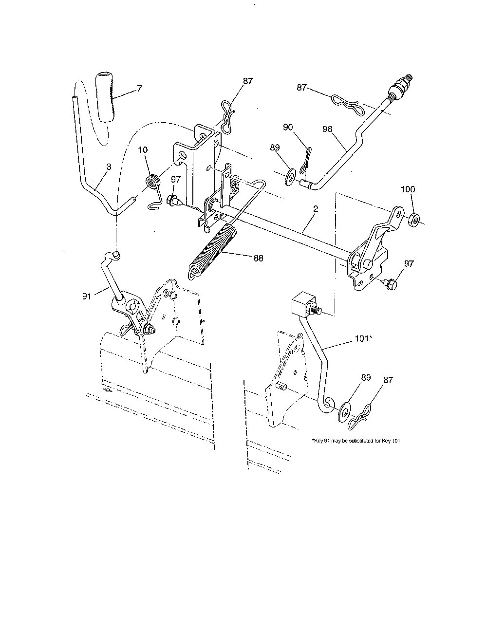 Mower lift Diagram and Parts List for 96046002200  Poulan Lawn Tractor