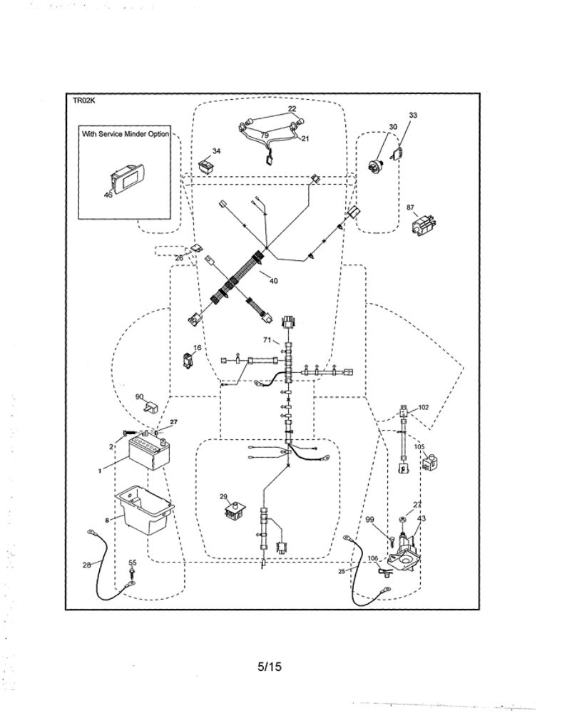 Electrical Diagram and Parts List for 96042015700  Poulan Lawn Tractor