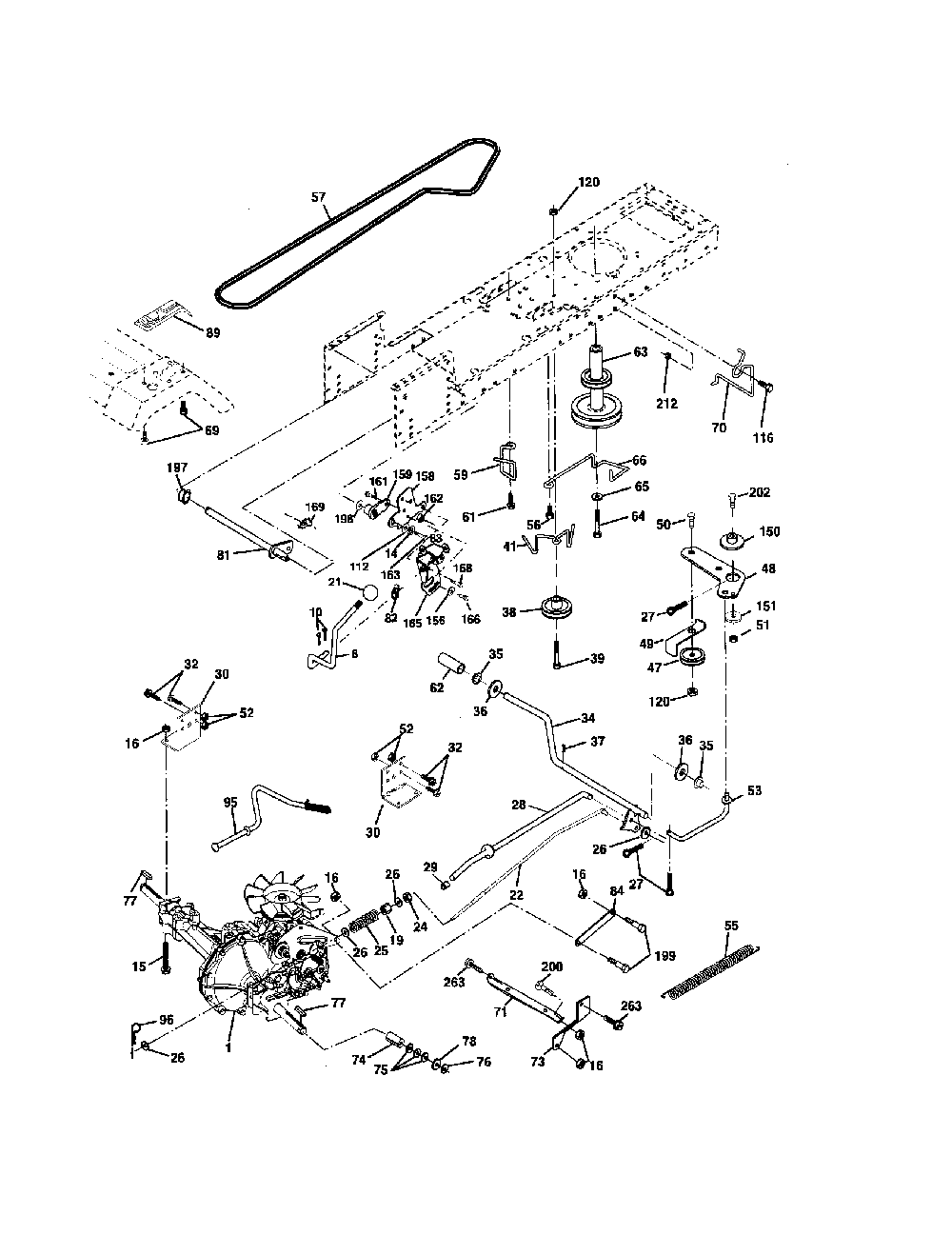 Drive Diagram and Parts List for 96012000402  Poulan Lawn Tractor