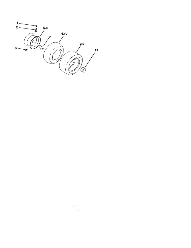 Wheels And Tires Diagram and Parts List for PO14538A  Poulan Lawn Tractor