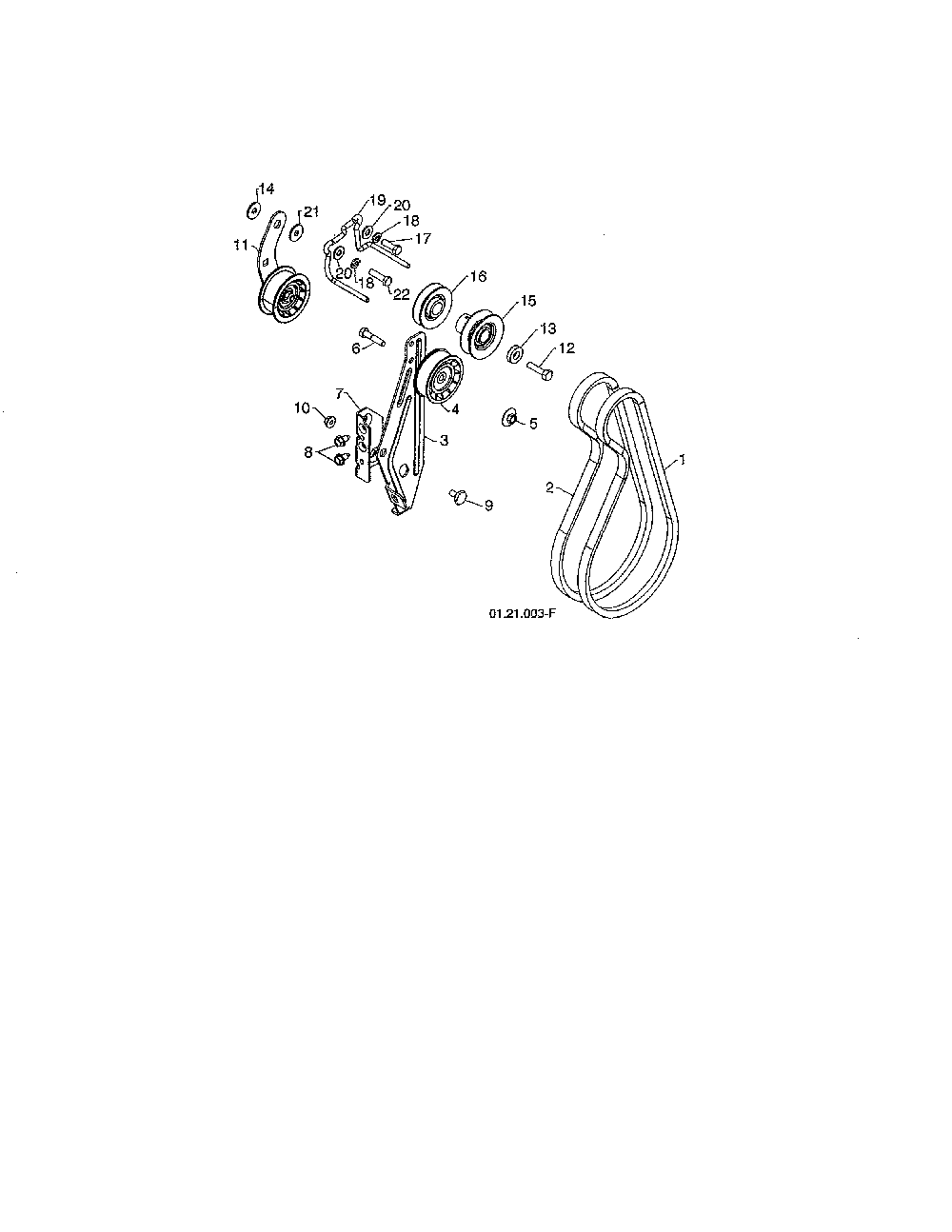 Impeller & traction belts Diagram and Parts List for 96192003703  Poulan Snow Blower