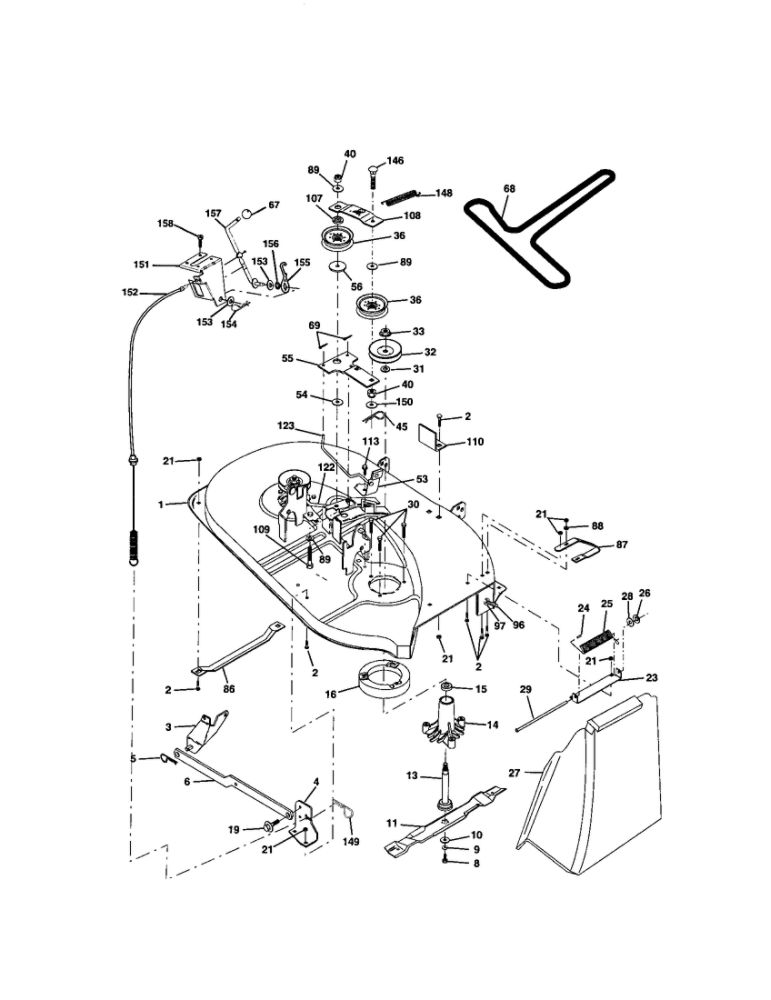 Mower Deck Diagram and Parts List for 270451  Poulan Lawn Tractor