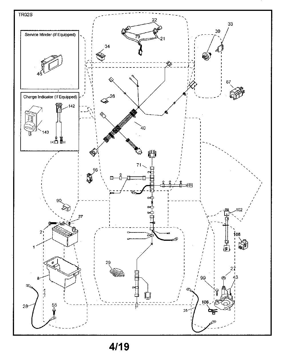 Electrical Diagram and Parts List for 96042016701  Poulan Lawn Tractor