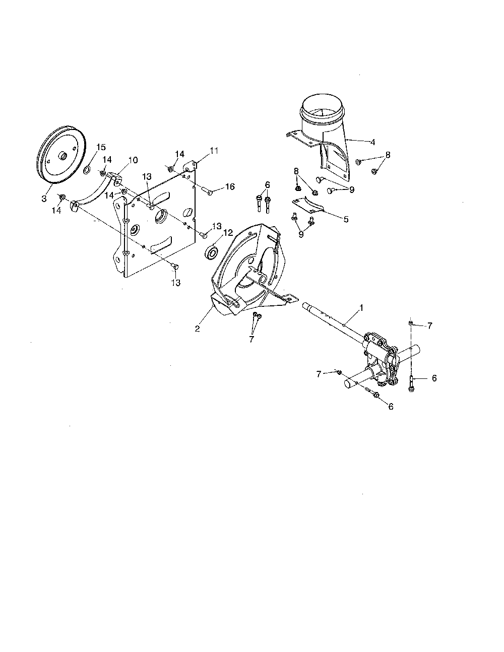 Impeller/gearbox Diagram and Parts List for 96192008900  Poulan Snow Blower
