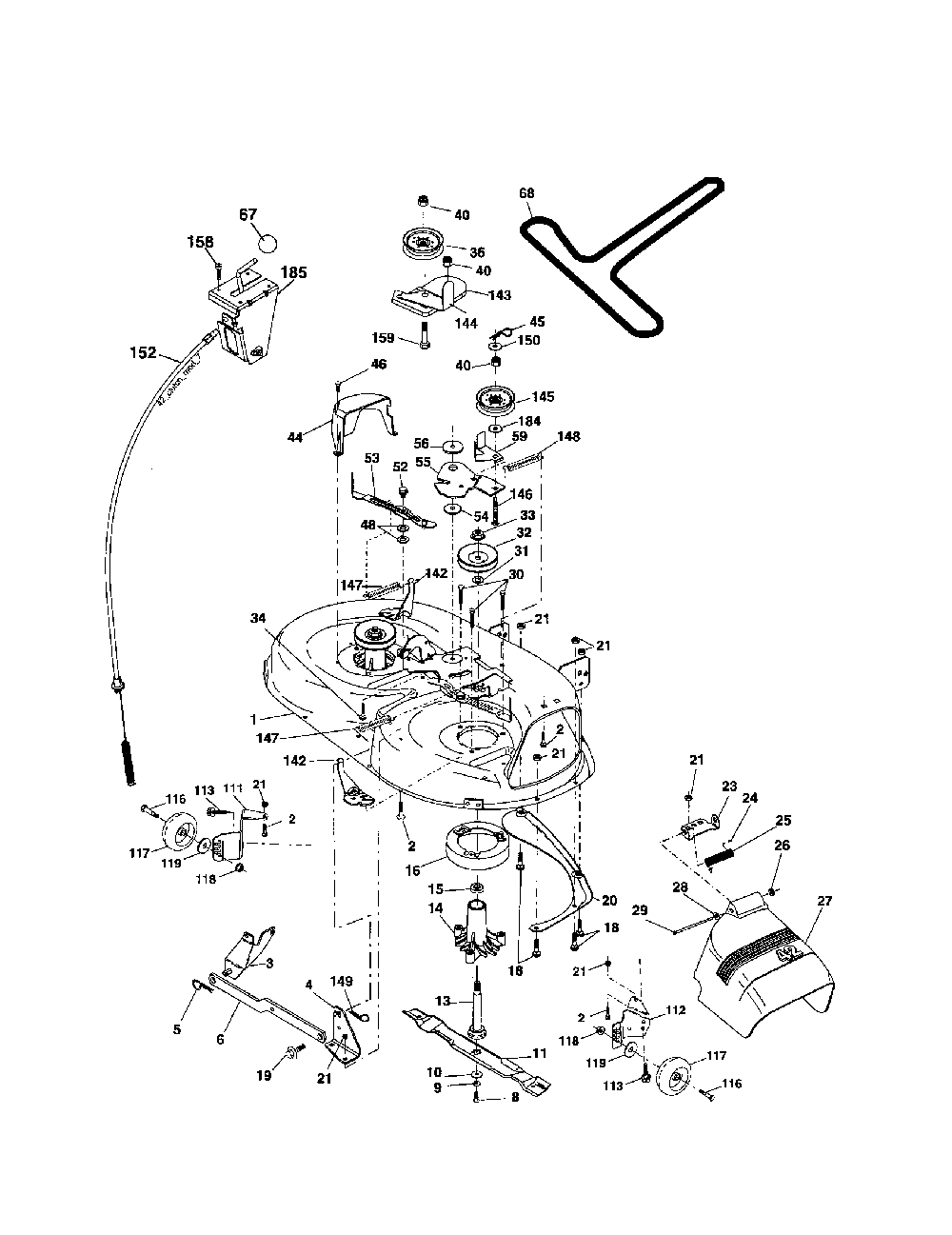 Mower deck Diagram and Parts List for 96012004600  Poulan Lawn Tractor
