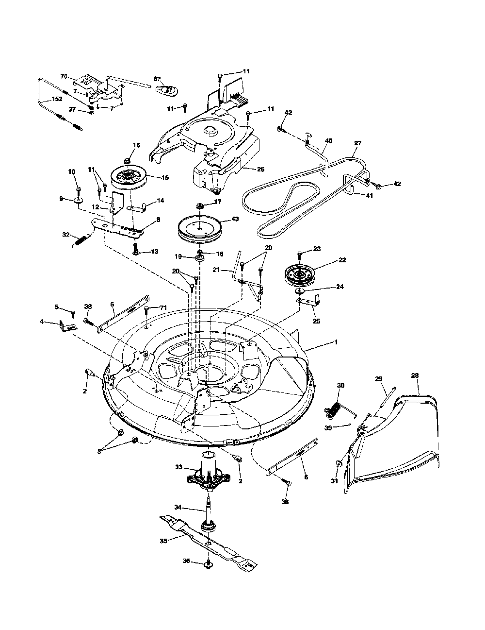 Mower deck Diagram and Parts List for 96046000800-2007  Poulan Lawn Tractor