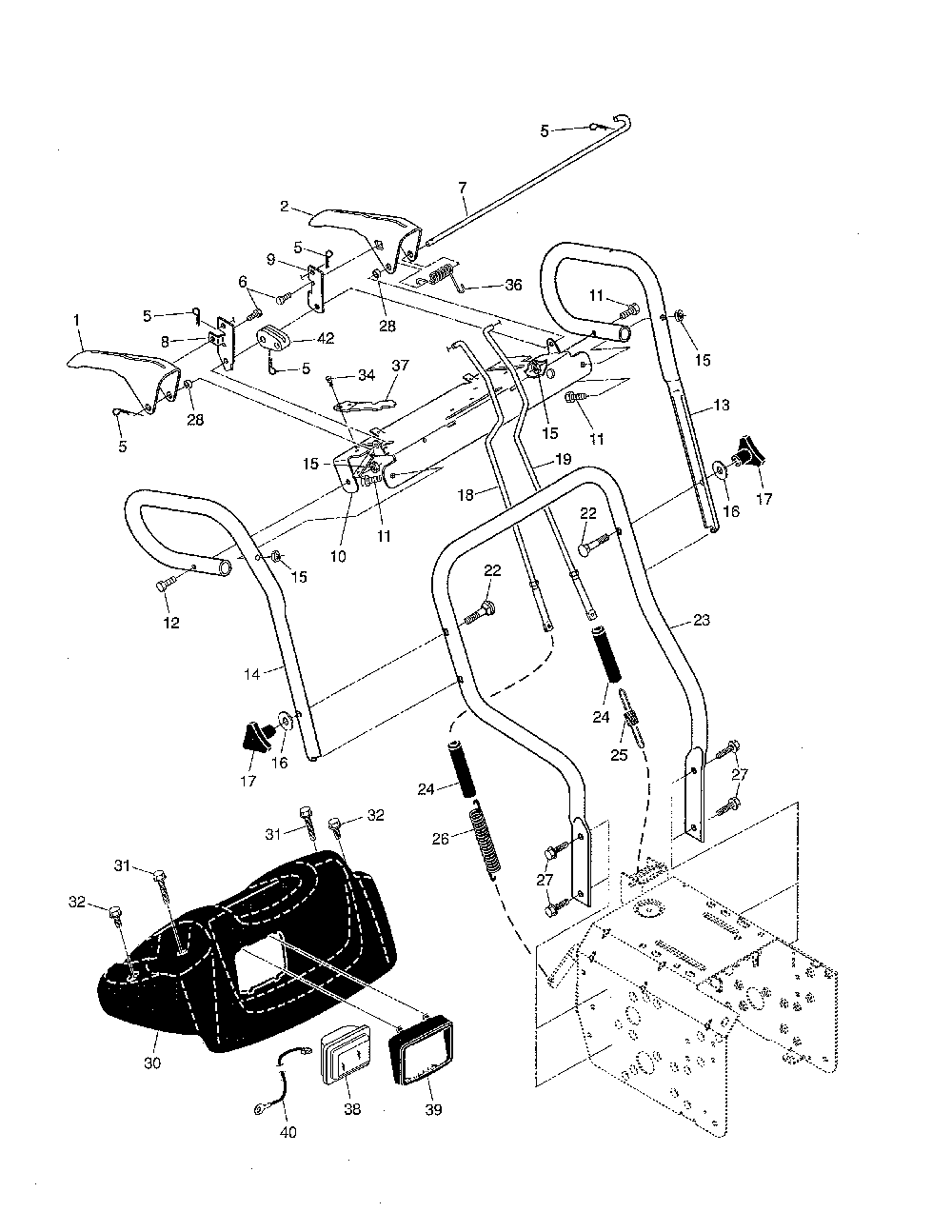 Handles Diagram and Parts List for PP11530ES-96192001902  Poulan Snow Blower