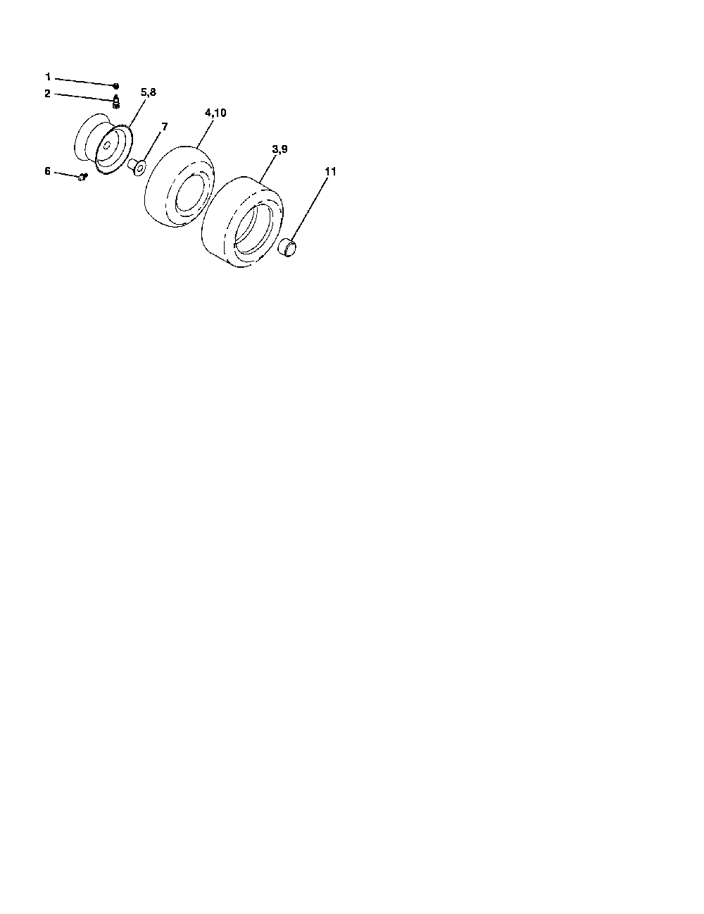 Wheels and tires Diagram and Parts List for 96012004100  Poulan Lawn Tractor