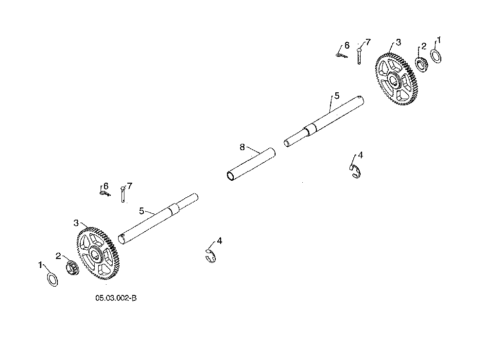 Axle shaft/gears Diagram and Parts List for 96192009102  Poulan Snow Blower