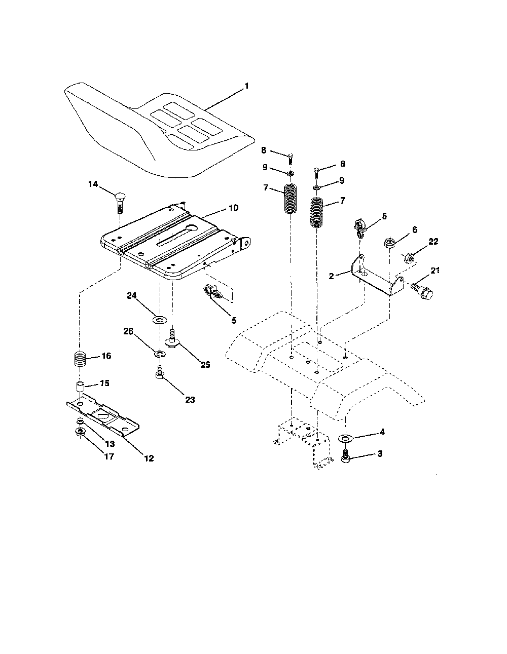 Seat Diagram and Parts List for 96012006800  Poulan Lawn Tractor