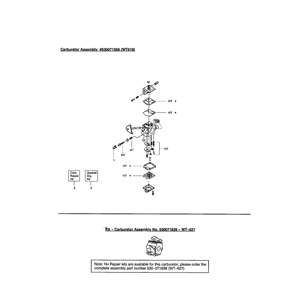 Carburetor's Diagram and Parts List for S31SST RECON Poulan Trimmer