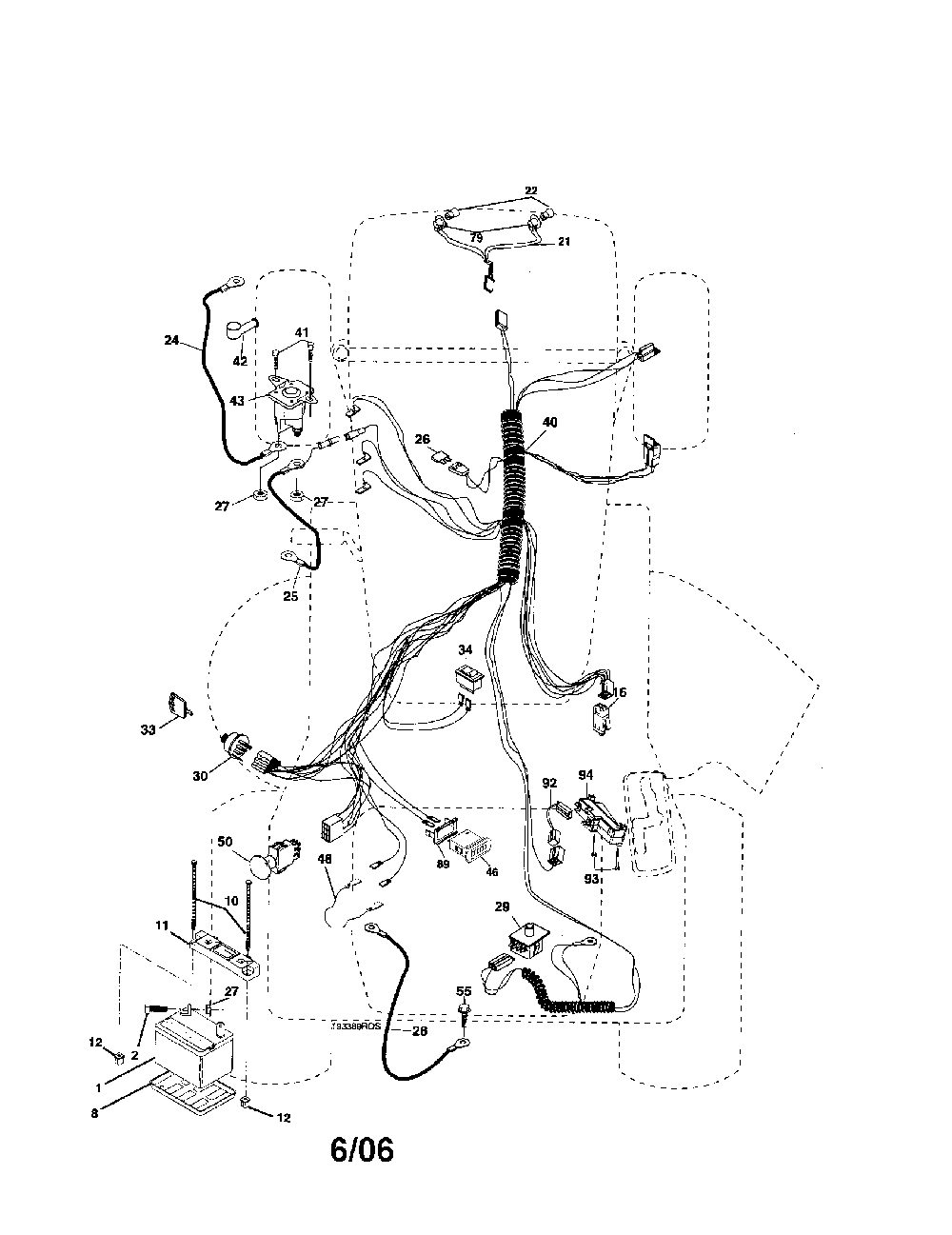 Electrical Diagram and Parts List for 96012004100  Poulan Lawn Tractor