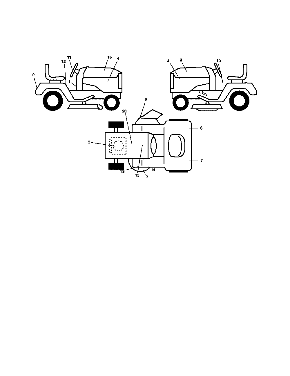 Decals Diagram and Parts List for 96012003401  Poulan Lawn Tractor