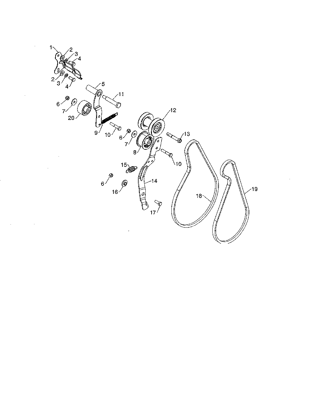 Pulleys Diagram and Parts List for 96192007104  Poulan Snow Blower