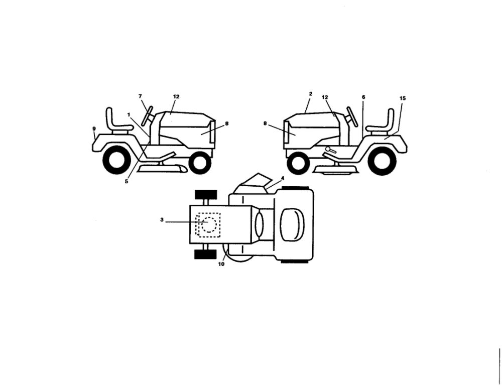 Decals Diagram and Parts List for PXT16542 96016001900 Poulan Lawn Tractor