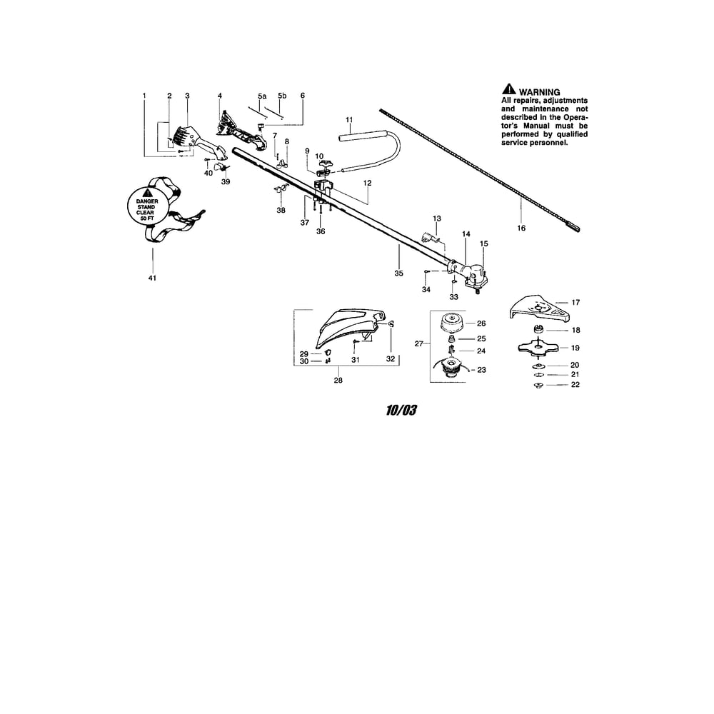 Throttle Housing/Driveshaft Diagram and Parts List for S31BC RECON Poulan Trimmer