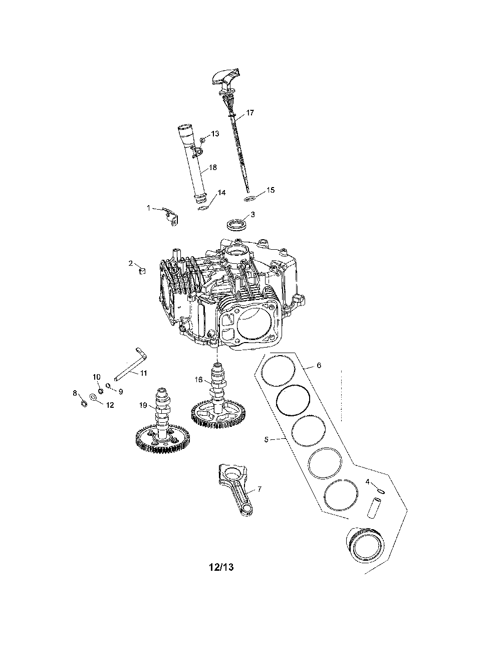 Crankcase Diagram and Parts List for 96042019300  Poulan Lawn Tractor