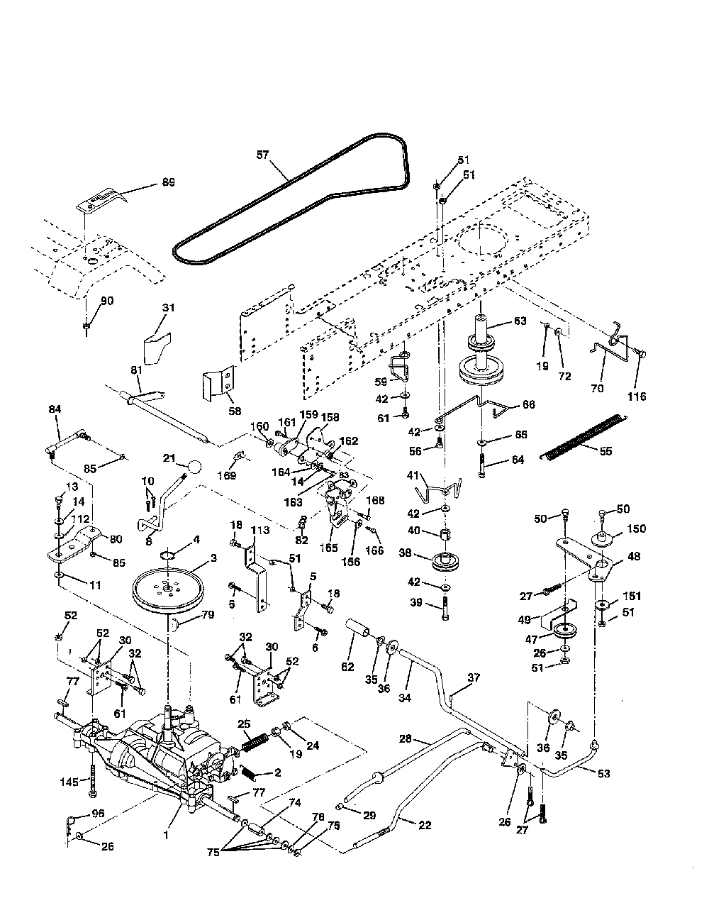 Drive Diagram and Parts List for 917279710  Poulan Lawn Tractor