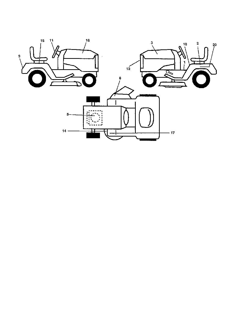 Decals Diagram and Parts List for 917279710  Poulan Lawn Tractor