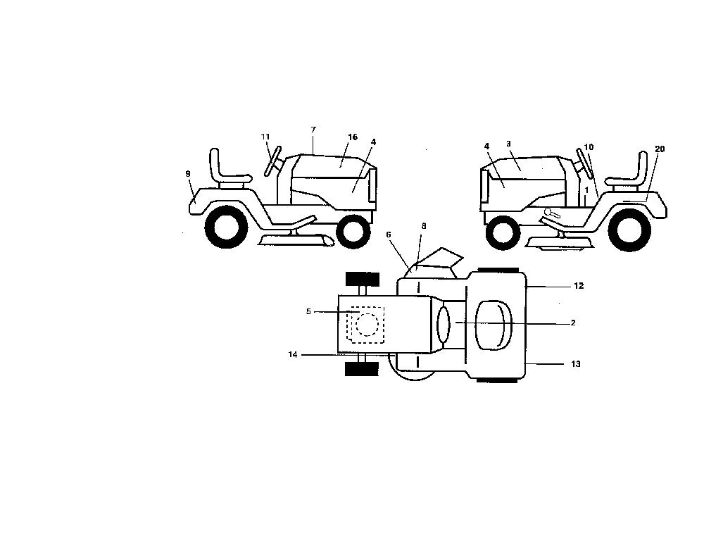 Decals Diagram and Parts List for 96012003001  Poulan Lawn Tractor