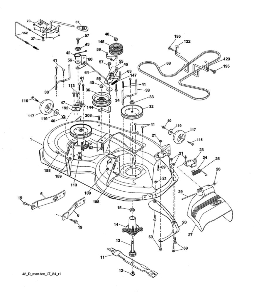 Mower Deck Diagram and Parts List for PP20VA42-917223980  Poulan Lawn Tractor