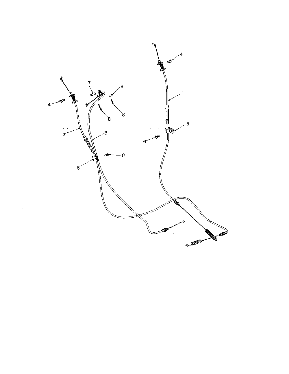 Cable control drive & auger Diagram and Parts List for 96192009000  Poulan Snow Blower