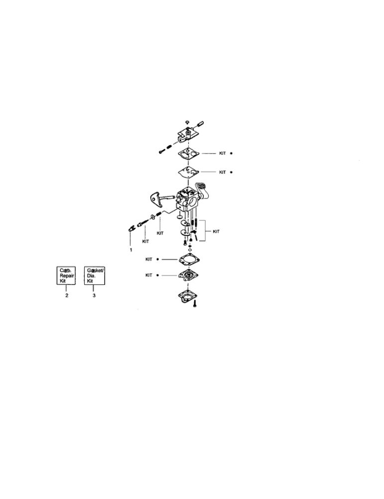 Carburetor Diagram and Parts List for 031  Poulan Trimmer