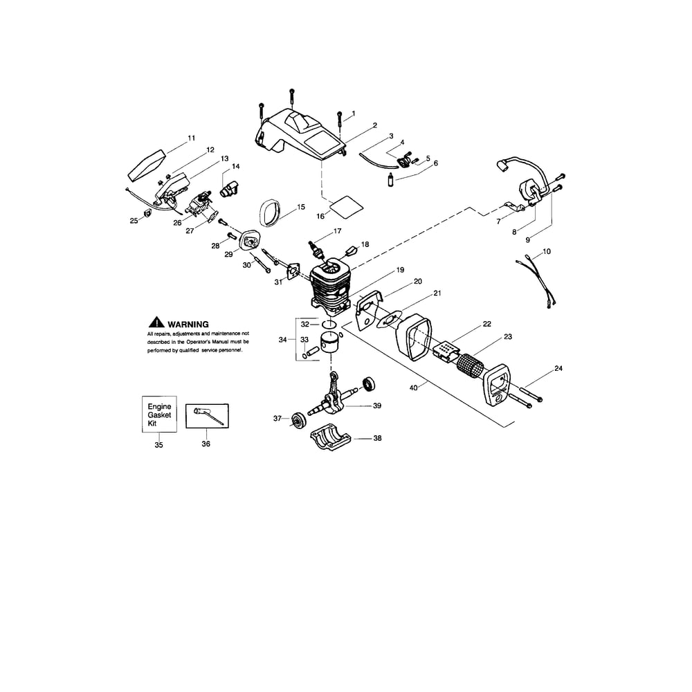Shield/Cylinder/Crankshaft Diagram and Parts List for TITANIUM2550T  Poulan Chainsaw