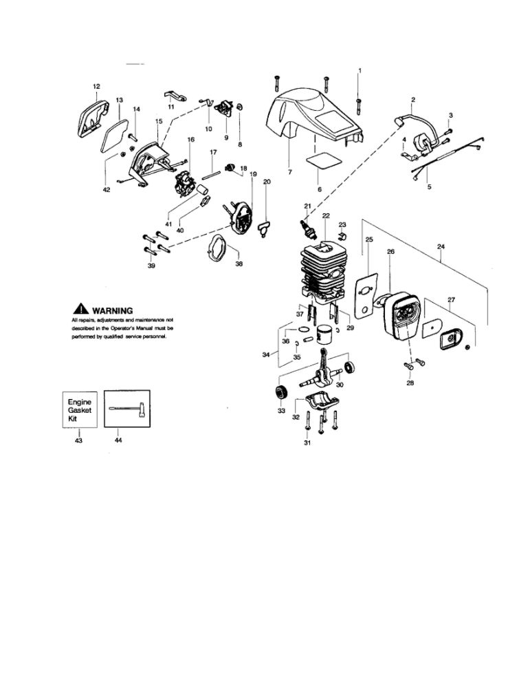 Shield/Cylinder/Crankshaft Diagram and Parts List for PP4218AVL TYPE 1 Poulan Chainsaw