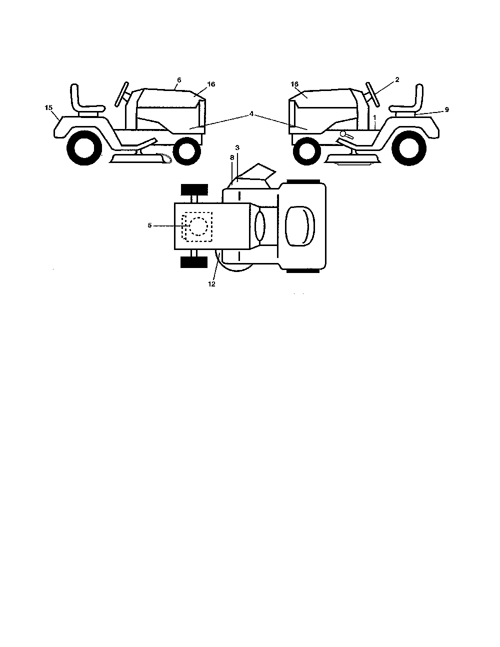 Decals Diagram and Parts List for 96046002200  Poulan Lawn Tractor