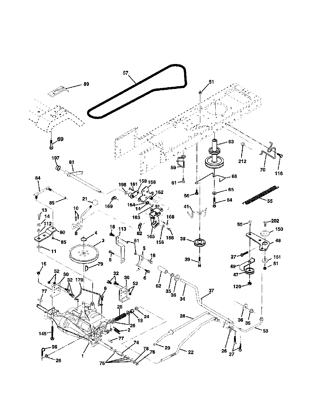Drive Diagram and Parts List for 917279872  Poulan Lawn Tractor