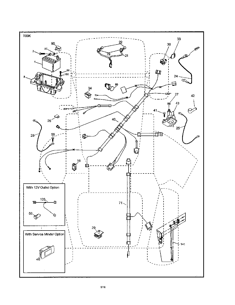 Electrical Diagram and Parts List for 96042017300  Poulan Lawn Tractor