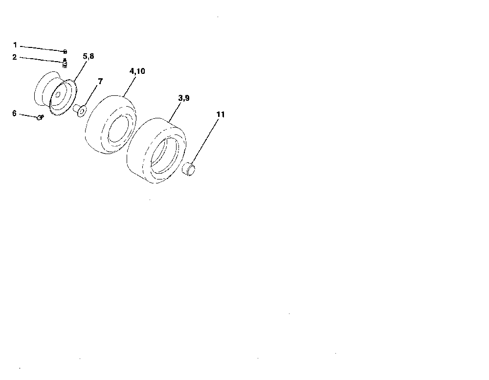 Tires and wheels Diagram and Parts List for 96012000302  Poulan Lawn Tractor