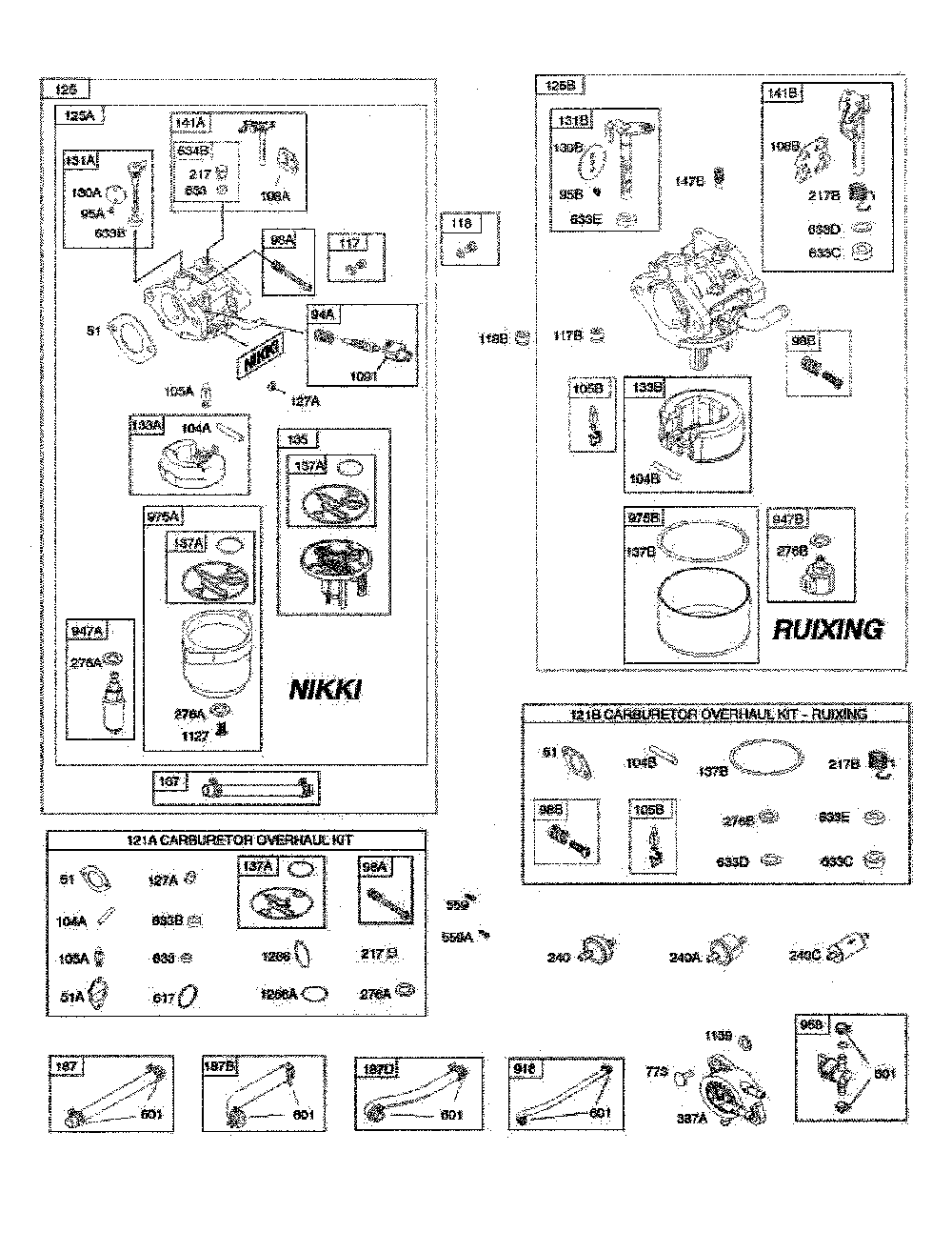 Carburetor/fuel supply Diagram and Parts List for 96046007700  Poulan Lawn Tractor