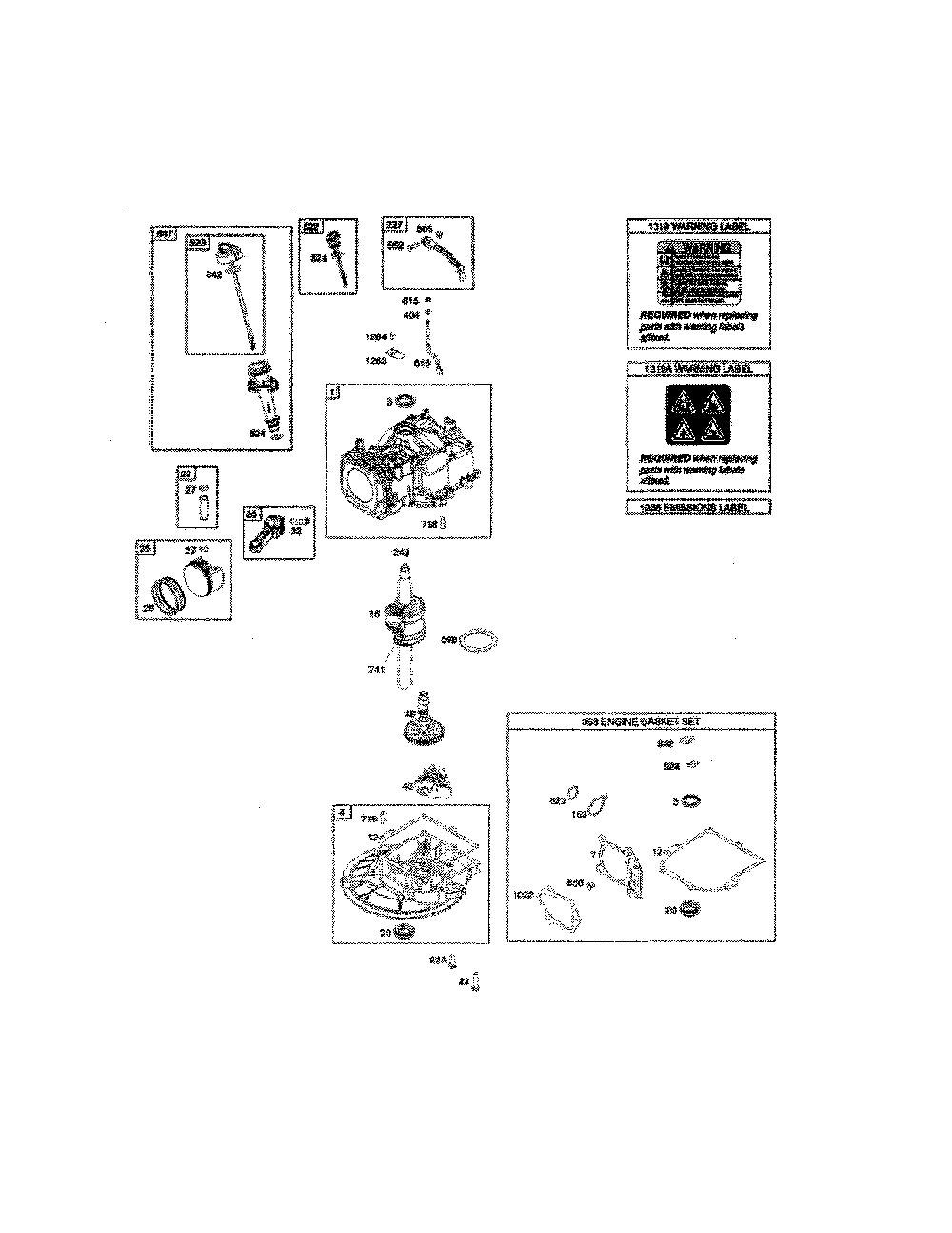 Cylinder/crankshaft/sump Diagram and Parts List for 96132007902  Poulan Lawn Mower