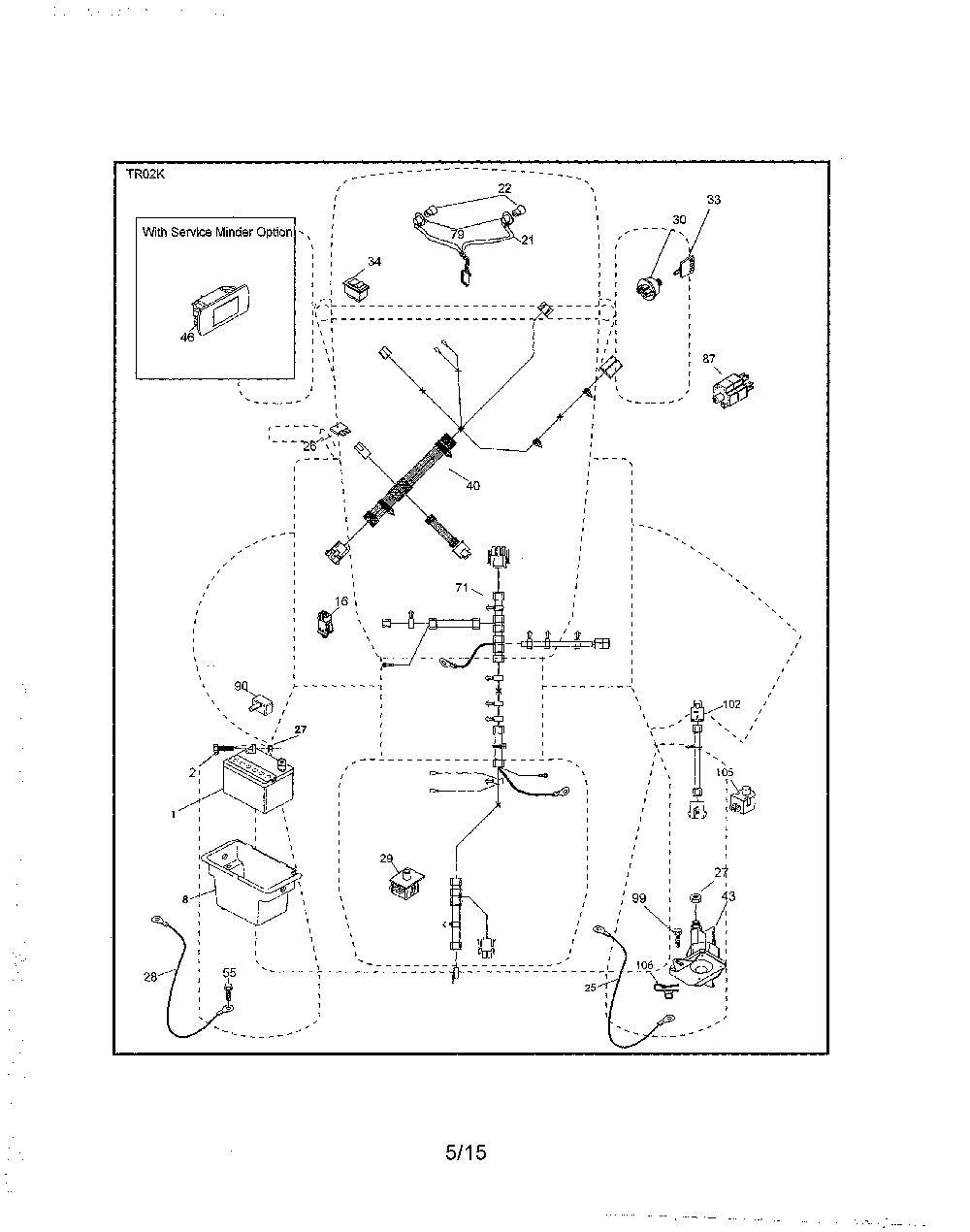 Electrical Diagram and Parts List for PB175A46 96042015700 Poulan Lawn Tractor