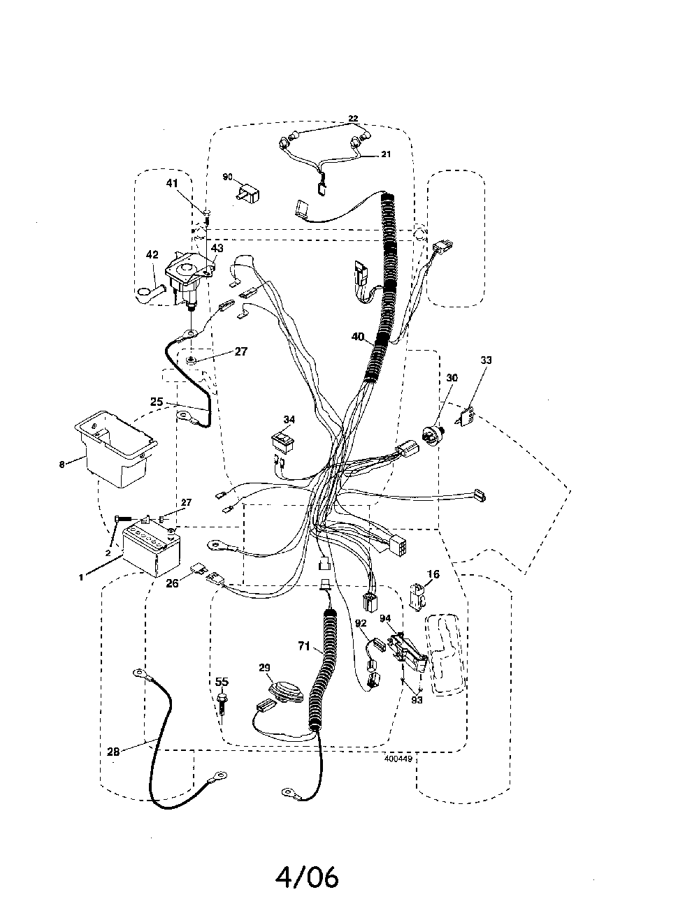Electrical Diagram and Parts List for 96042000200  Poulan Lawn Tractor