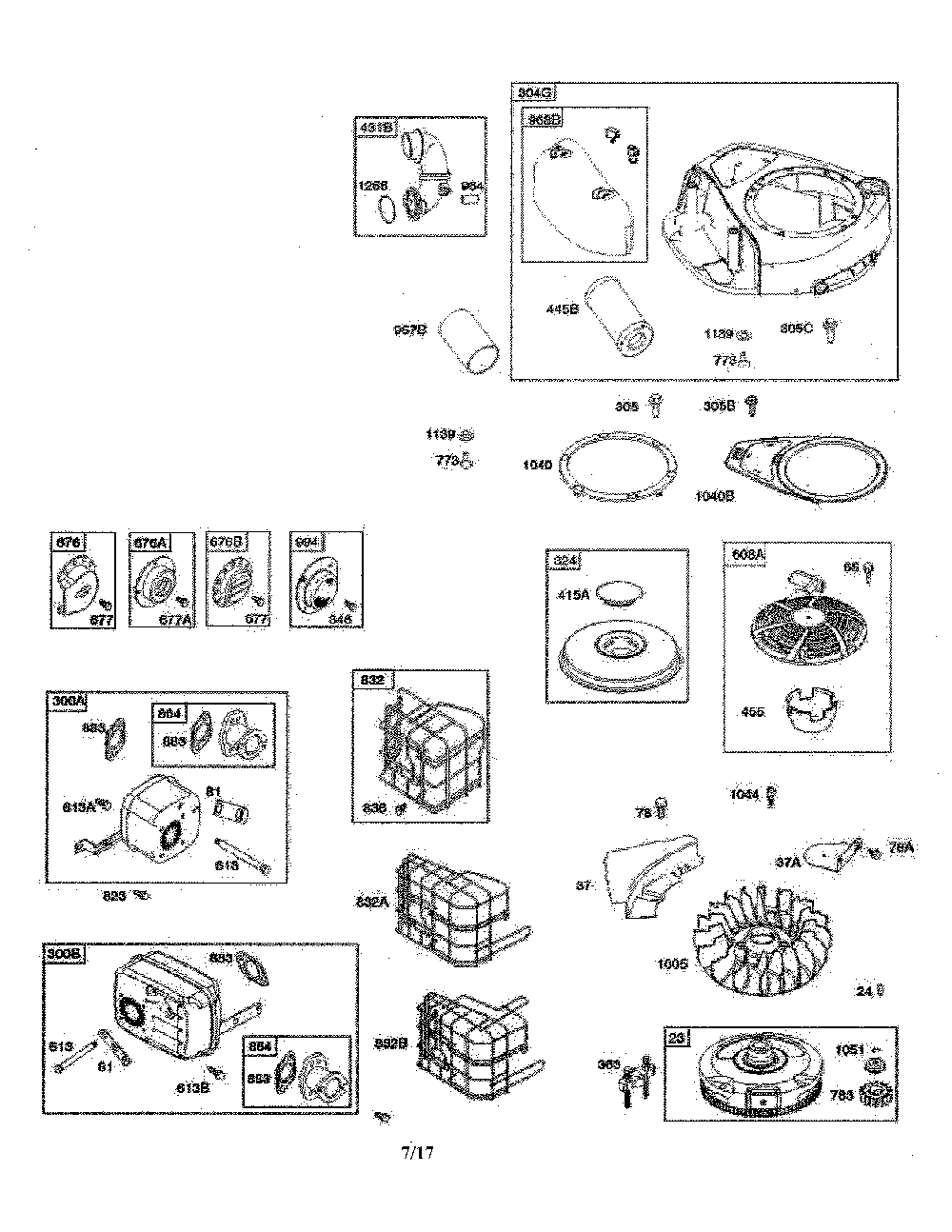 Air cleaner/blower housing/flywheel Diagram and Parts List for 96046007600  Poulan Lawn Tractor