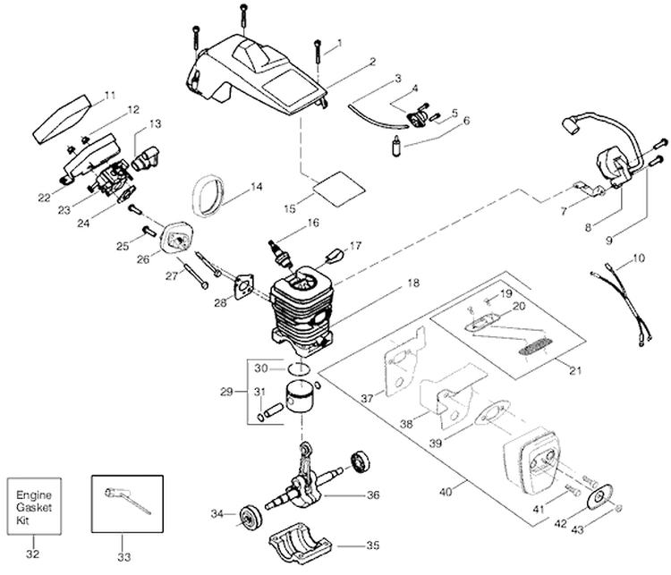 Page B Diagram and Parts List for BH2160LE  Poulan Chainsaw