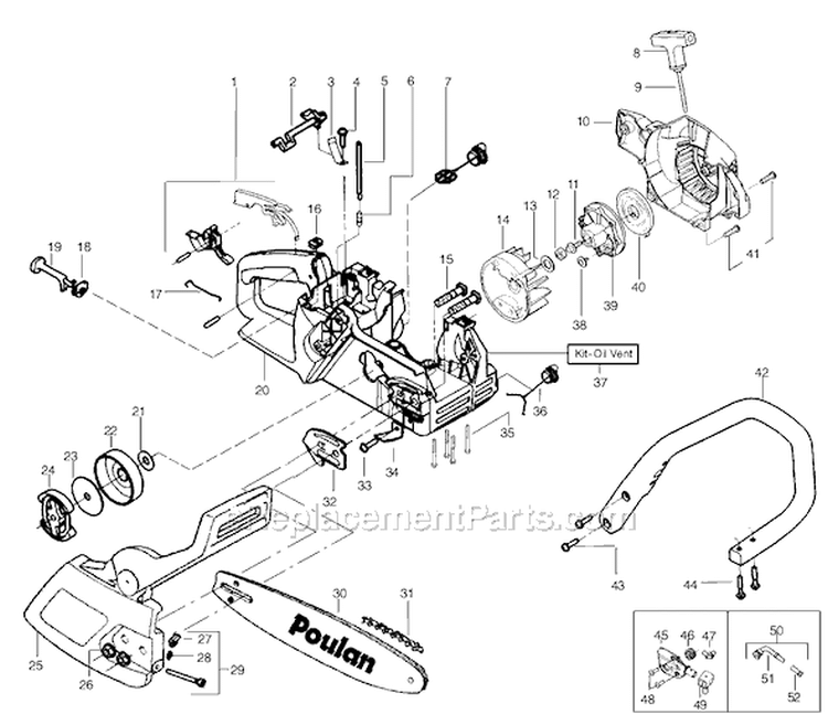 Page A Diagram and Parts List for BH2160  Poulan Chainsaw