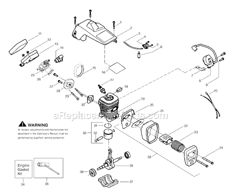 Page B Diagram and Parts List for BH2160  Poulan Chainsaw