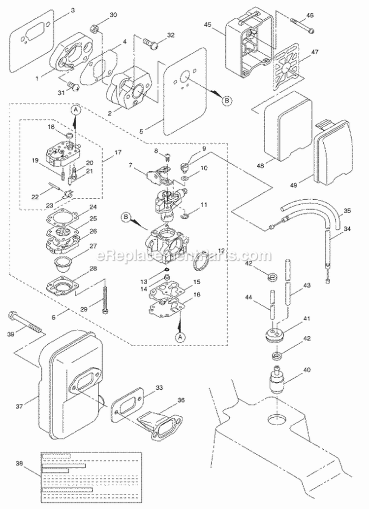 Page C Diagram and Parts List for BP400  Poulan Leaf Blower / Vacuum